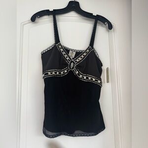 Rachel Roy New York Black Camisole Beaded Top. Sz XS NWT